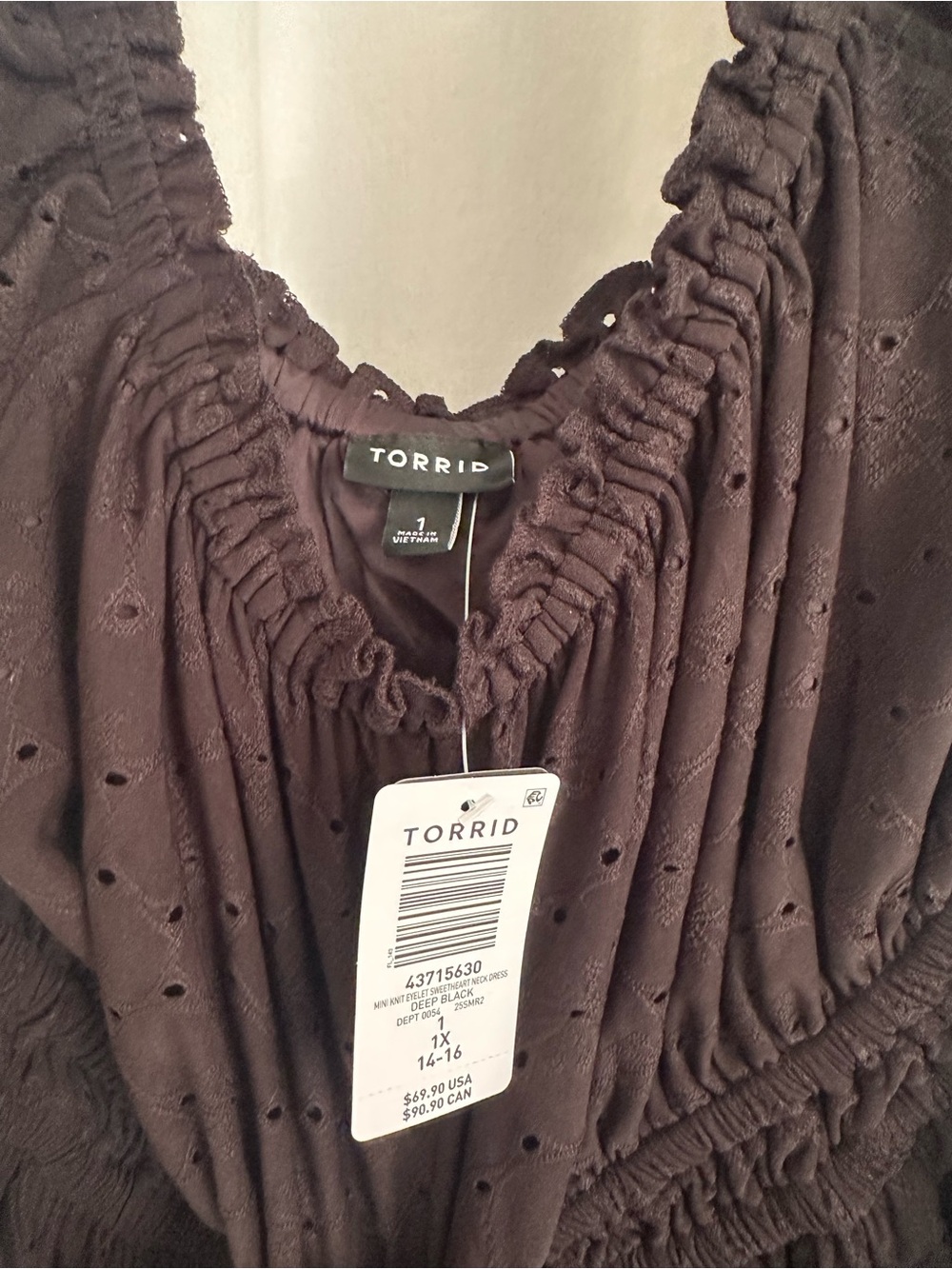 Torrid Black Cap Sleeve Eyelet Midi Dress - Picture 3 of 4